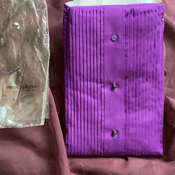 🔮 PURPLE WING COLLAR TUXEDO SHIRT BY HENRY SEGAL Sz UniSex Medium NWOT - Picture 4 of 14